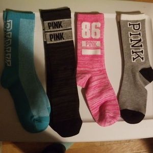 VS Pink athletic crew socks, new